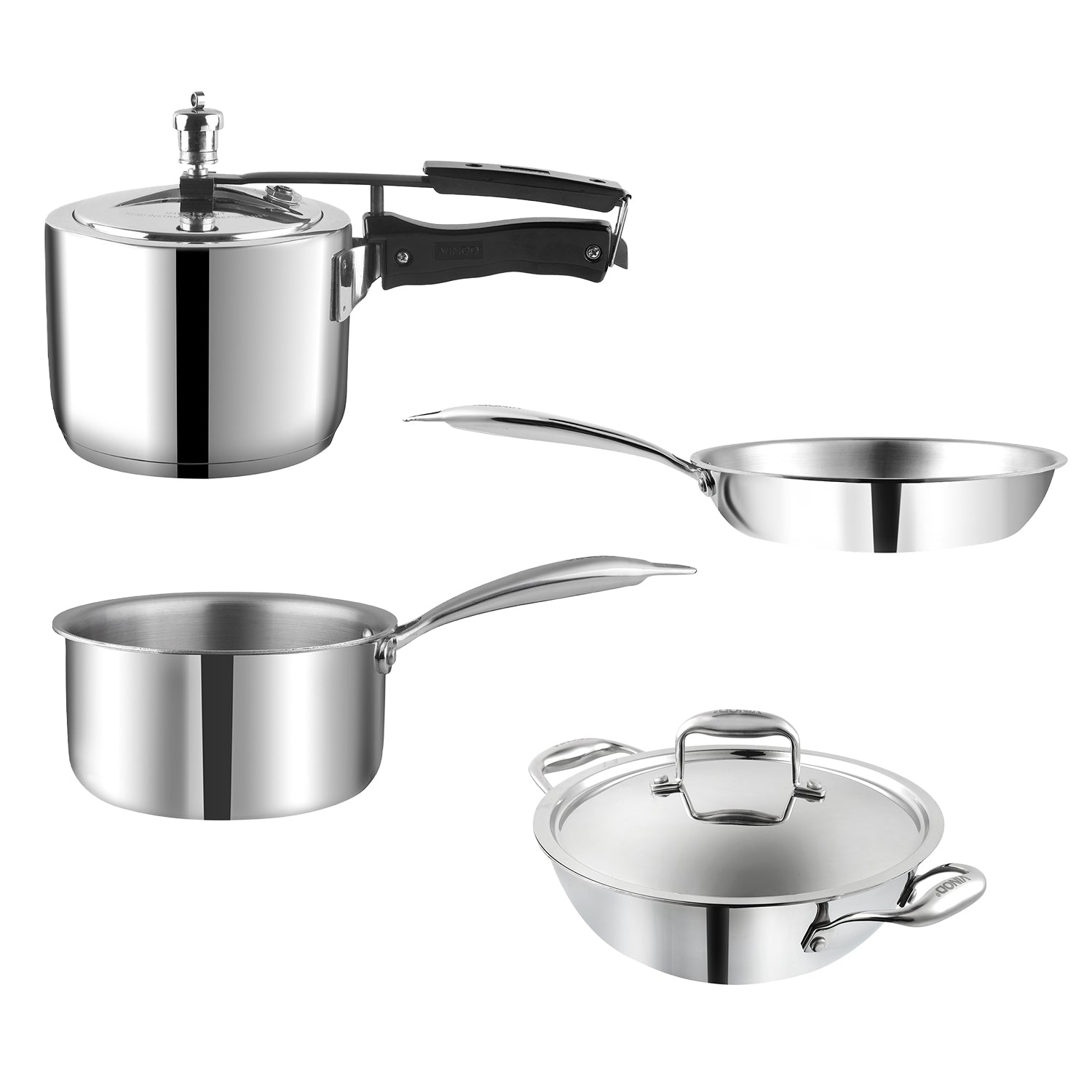 Vinod Platinum Triply Stainless Steel Combo Sets (Induction Friendly)