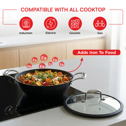 Vinod Ferona Cast Iron Kadai - On Induction All Hob Compatible | Vinod Cookware