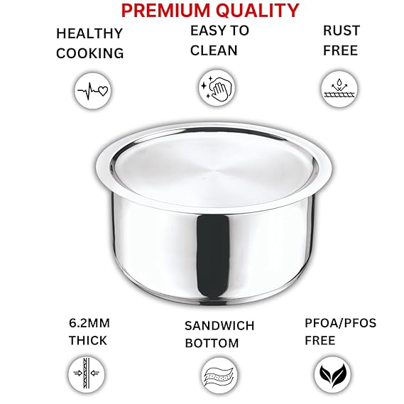 Vinod Stainless Steel 304 Grade Tope with Lid (Induction Friendly)