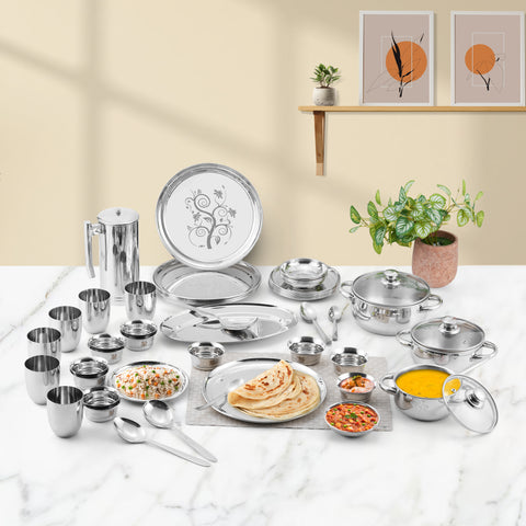 Kraft Patterned Dinner Set - 51 pc + 6 Vati Free