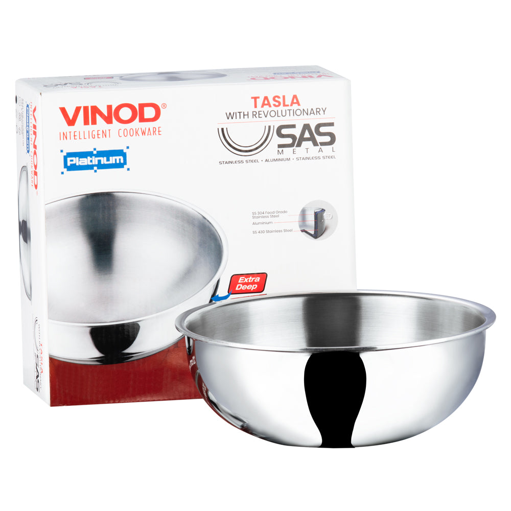 Vinod Platinum Triply Stainless Steel Extra Deep Tasla