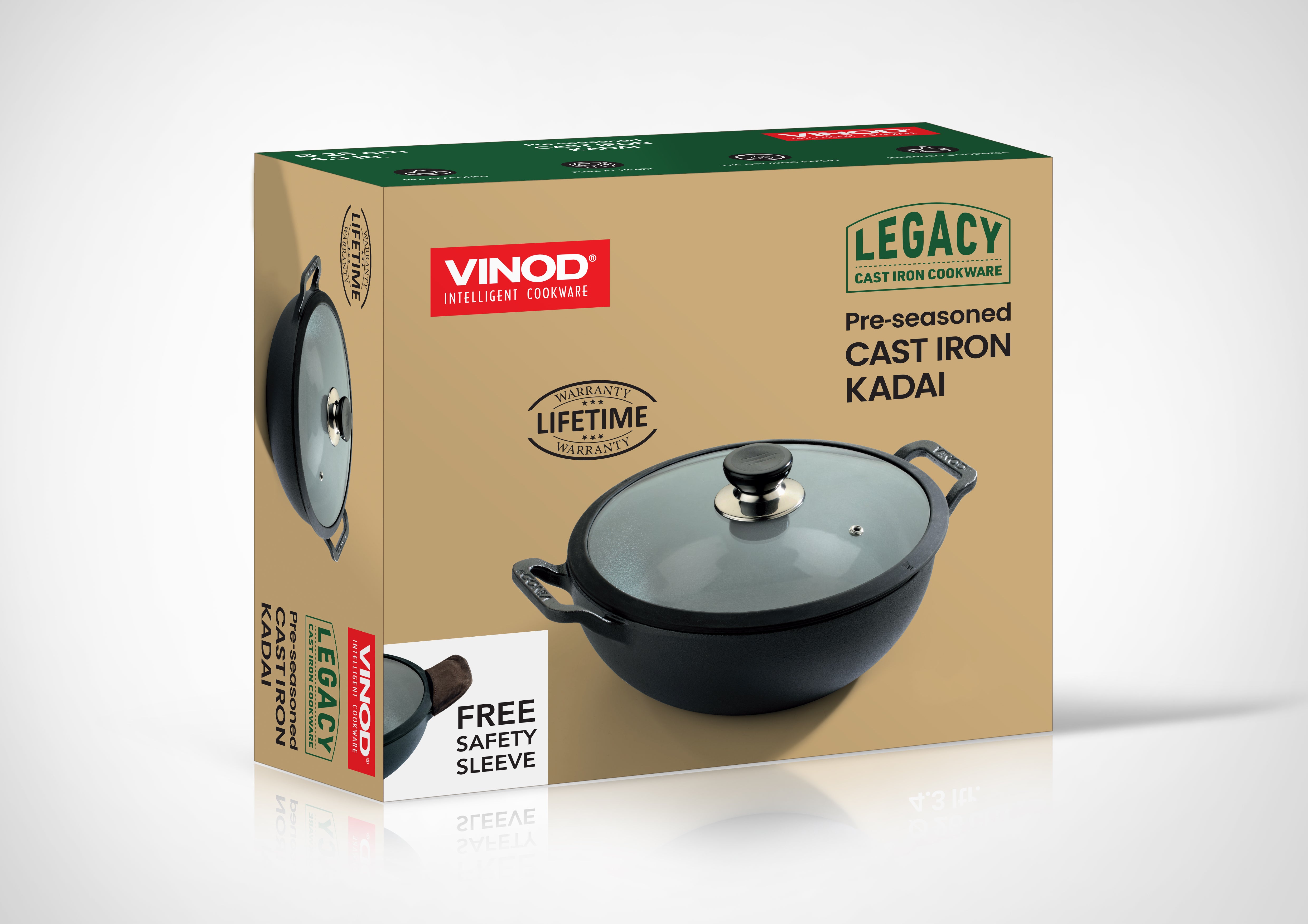 Vinod  Legacy Pre - Seasoned Cast Iron Kadai