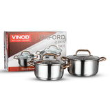 Vinod Oxford Stainless Steel Saucepot Set (Induction Friendly)