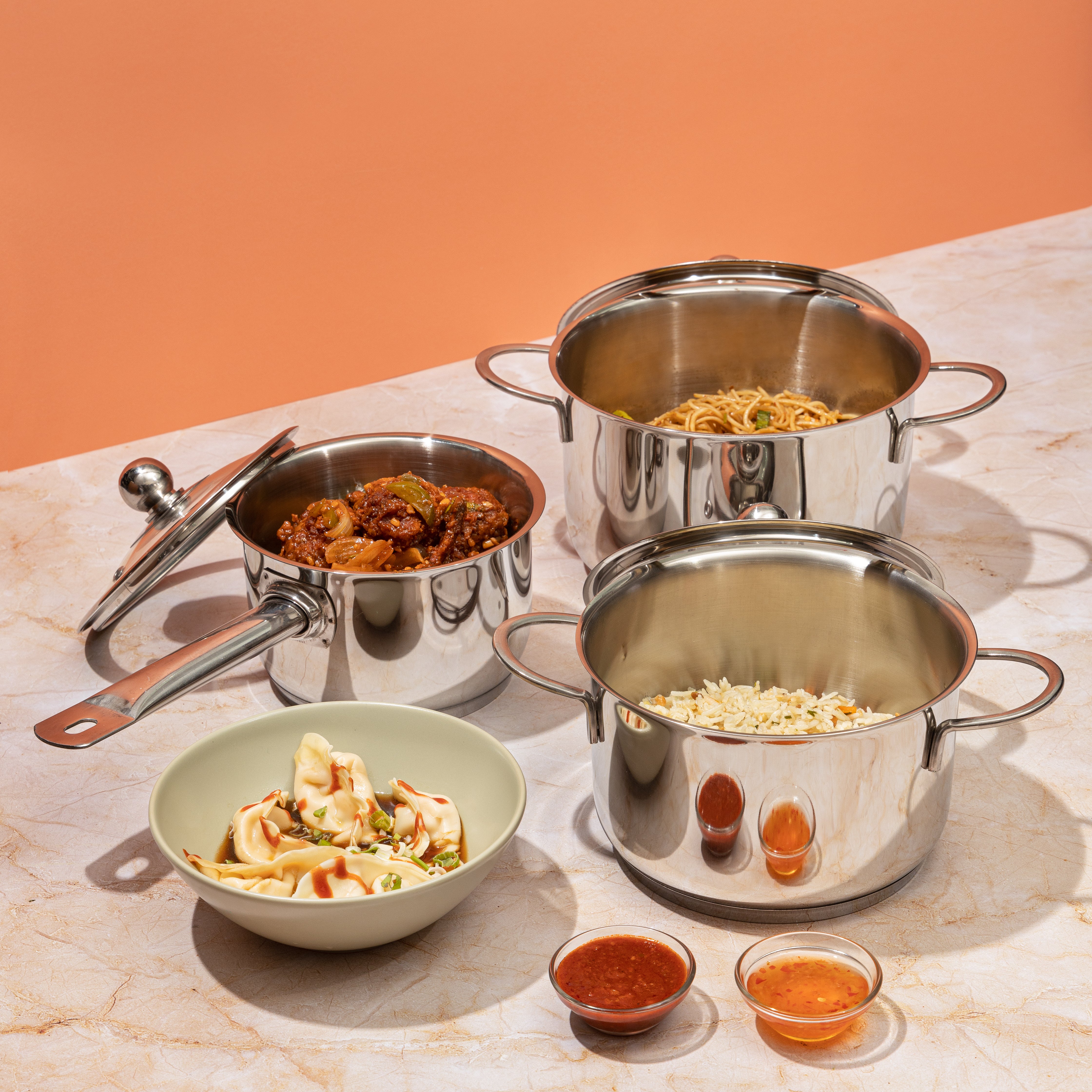 Vinod Stainless Steel Tuscany Combo Set with Lid (Induction Friendly)