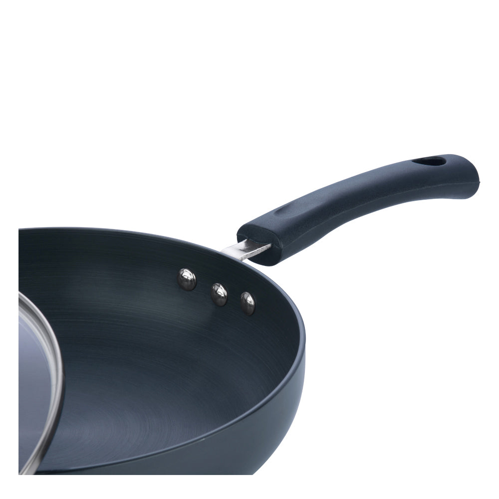 Vinod Hard Anodised Deep Frypan with Glass Lid (Induction Friendly)