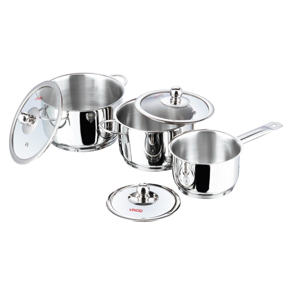Vinod Tuscany Cookware Set - Stainless Steel Casseroles Hero Shot | Vinod Cookware