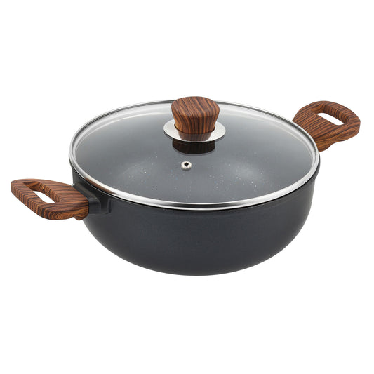 Zest Plus Kadai with Lid - Splatter Design Hero Shot Induction Safe | Vinod Cookware