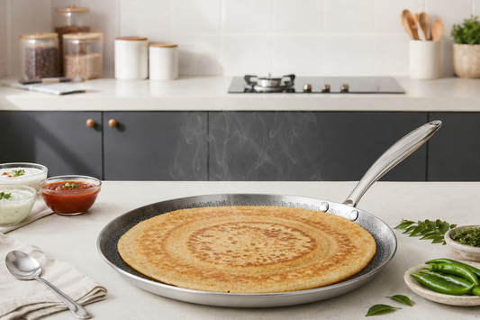 Vinod Platinum Triply Stainless Steel SAS Pro Dosa Tawa (Induction Friendly)