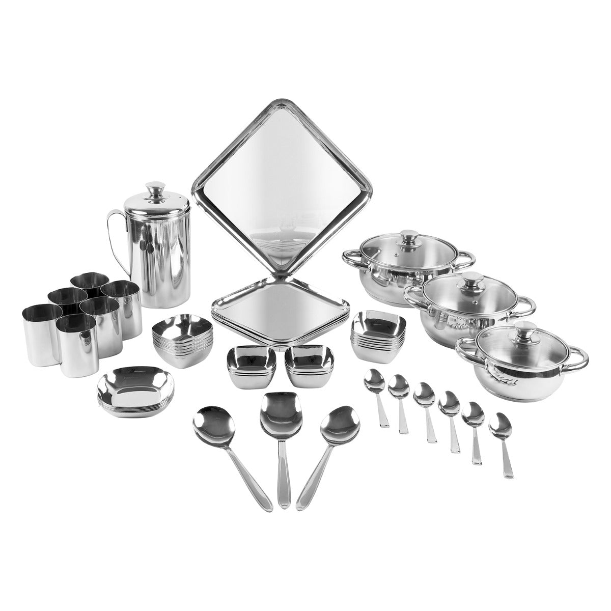 Kraft Stainlesss Steel Qubic Dinner - Lunch Set 55 pc