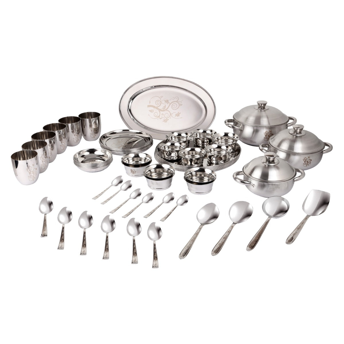 Kraft Stainlesss Steel Tulip Dinner Set 51 pc