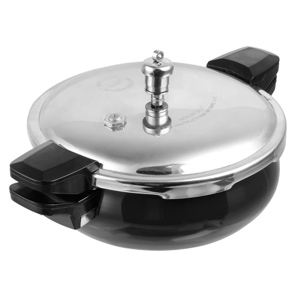 Kraft Magic Hard Anodised Handi Shape Pressure Cooker - 3.5 Litres |  Mutlipurpose Lids Strainer and Glass lid | Induction and Gas Friendly | 2  Years