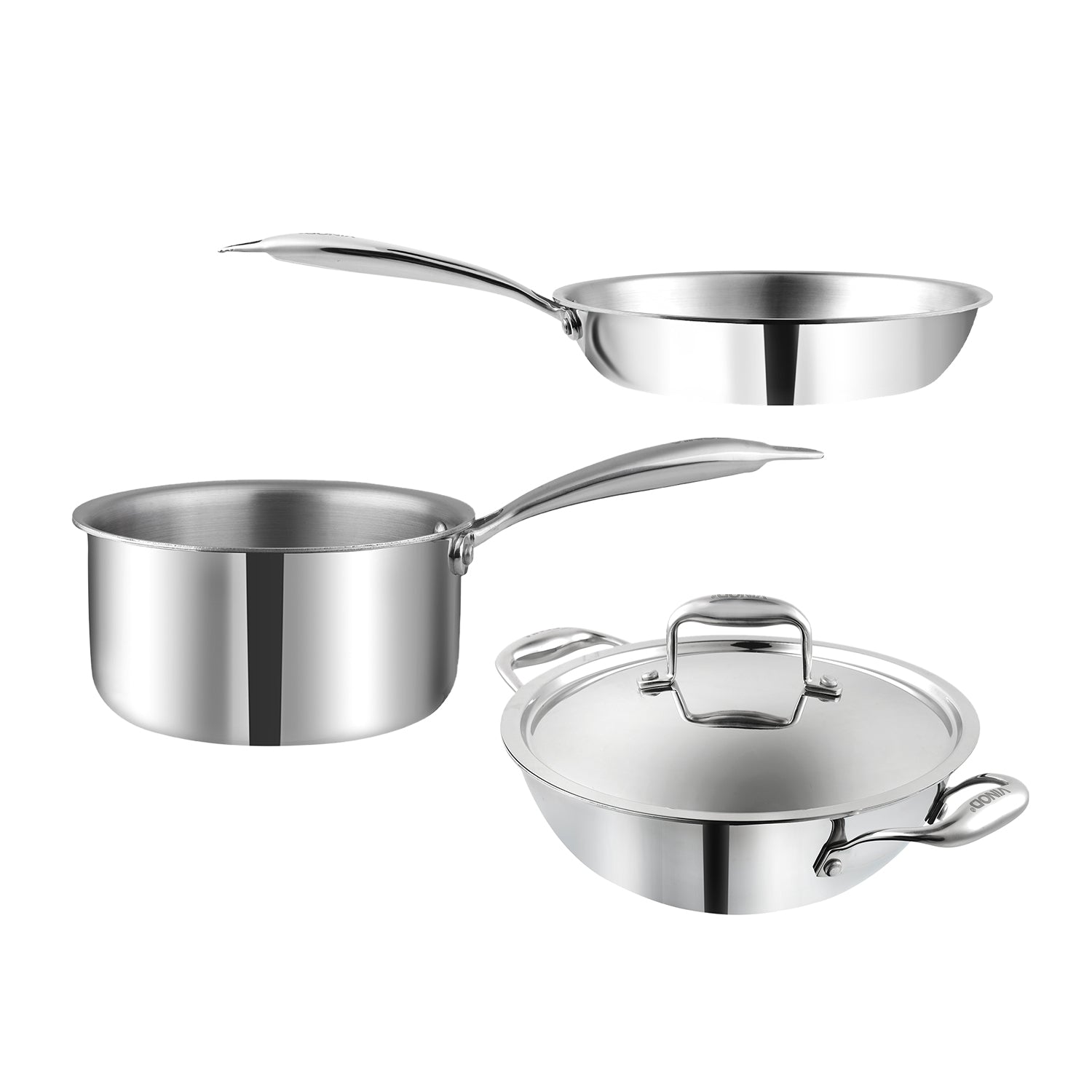 Vinod Platinum Triply Stainless Steel Combo Sets (Induction Friendly)