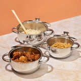 Vinod Stainless Steel Solid Milano Saucepot Set - 3 Piece (Induction Friendly)