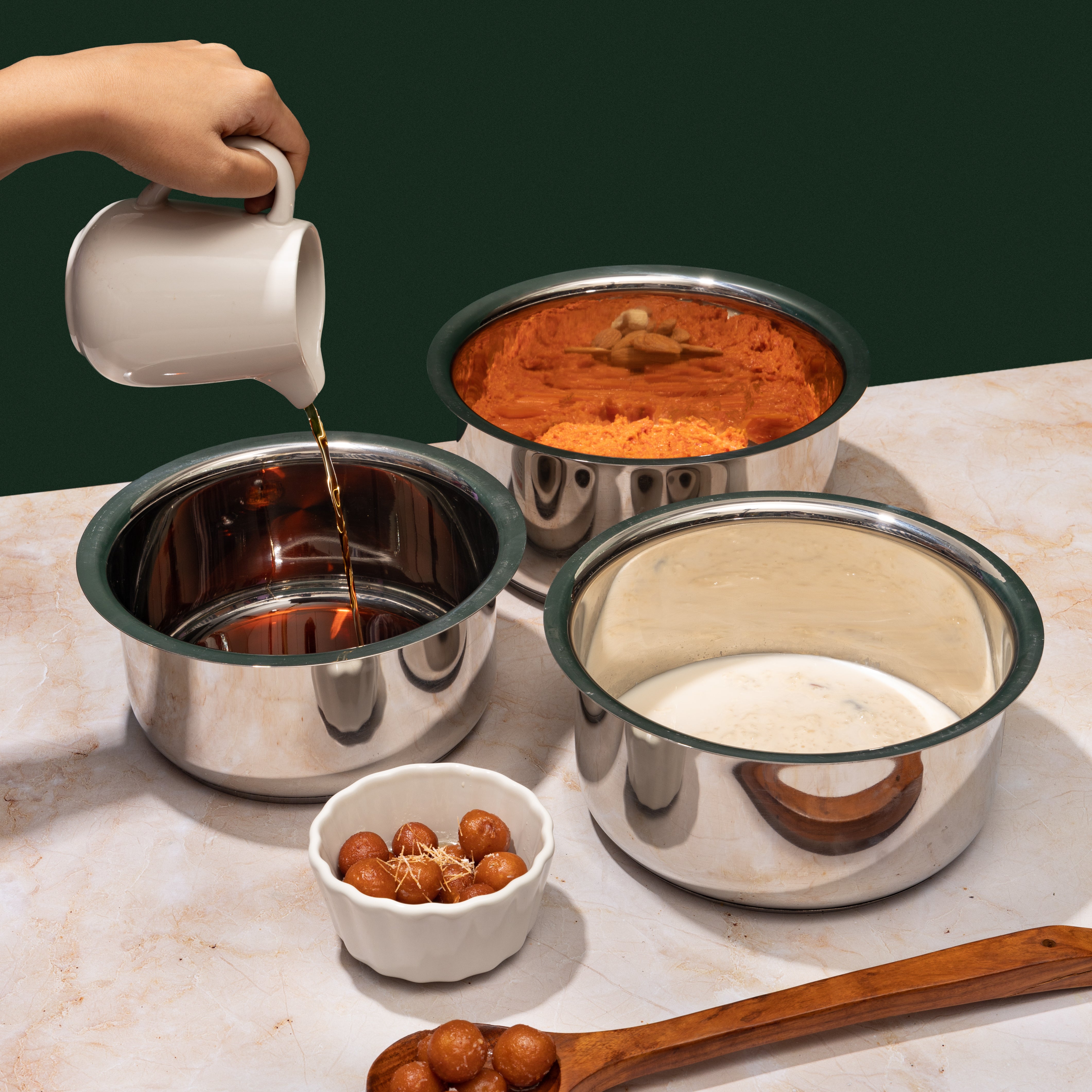 Vinod 3 Piece set Stainless Steel Capsule Bottom