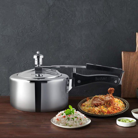 Kraft Aluminum Classic Inner Lid Pressure Cooker (Induction Friendly)