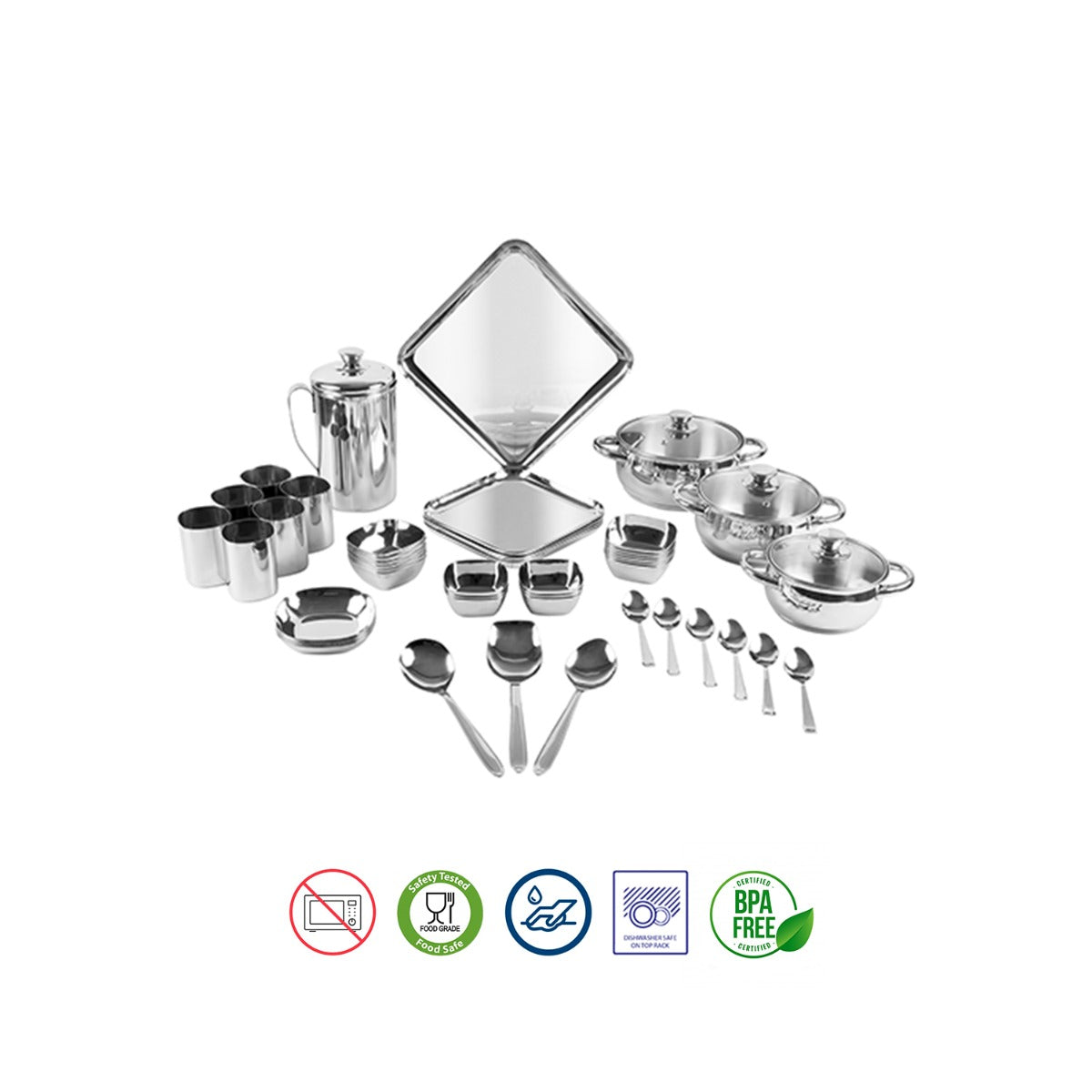 Kraft Stainlesss Steel Qubic Dinner - Lunch Set 55 pc