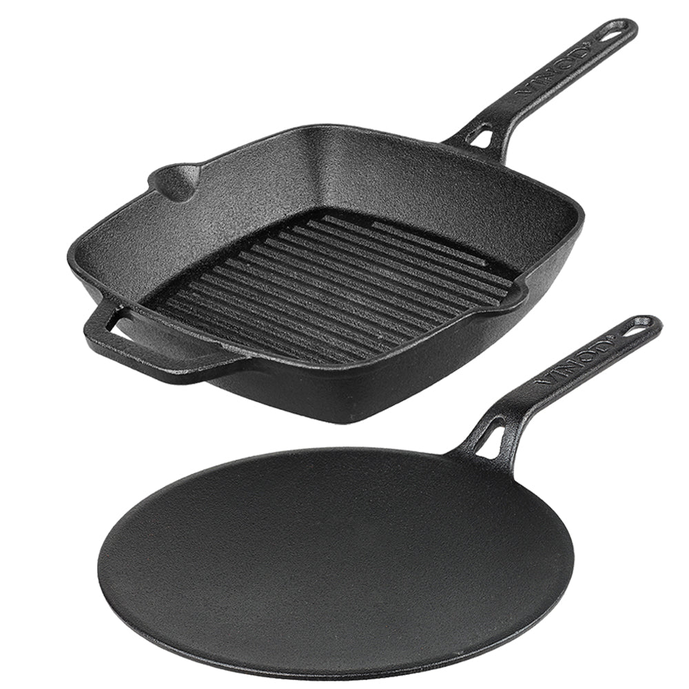 Vinod Legacy Pre-Seasoned Cast Iron Combo Set (Induction Friendly)