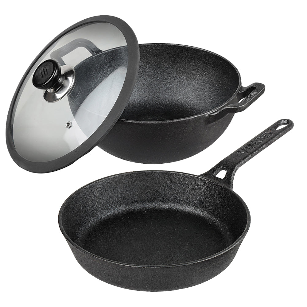 Vinod Legacy Pre-Seasoned Cast Iron Combo Set (Induction Friendly)