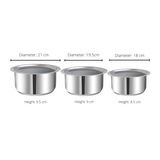 Vinod Stainless Steel, Sandwich Bottom, 3 pc Tope Set with Lids (Induction Friendly)