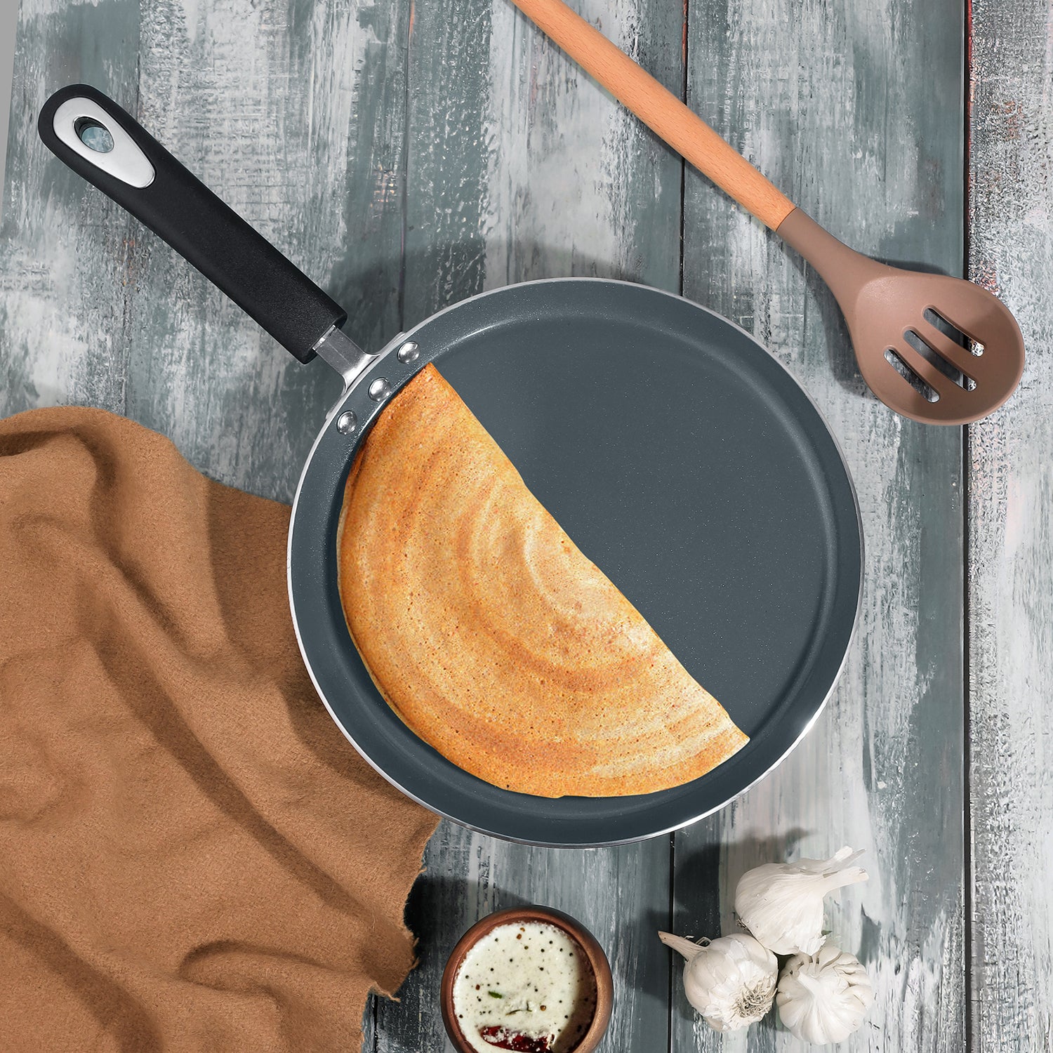 Vinod Zest Ceramica Dosa Tawa 25cm 28cm - Induction Friendly Non-Stick | Vinod Cookware