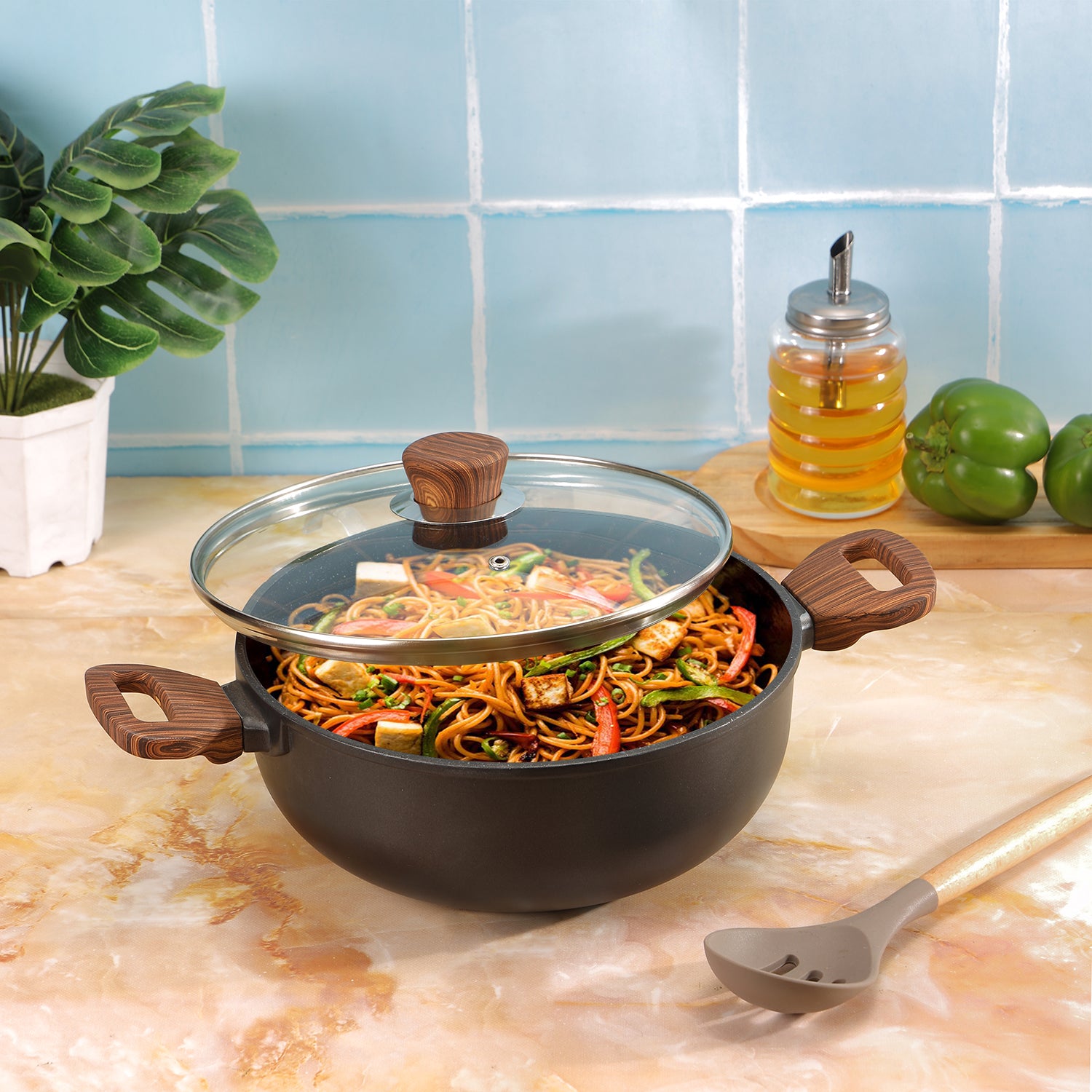 Zest Plus Die Cast Aluminium Kadai with Lid 24cm 26cm - Induction Friendly | Vinod Cookware