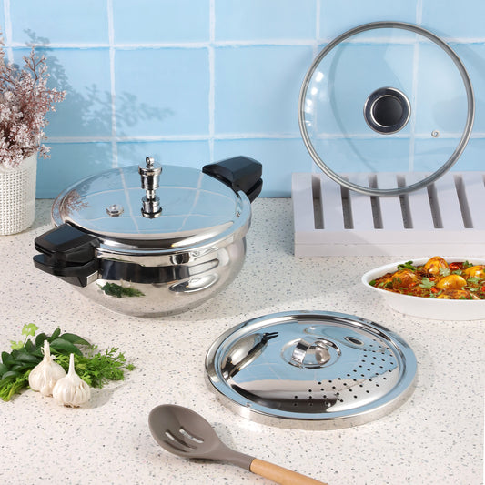 Vinod 18/8 Stainless Steel Magic Pressure Cooker - Feature View 1 | Vinod Cookware India