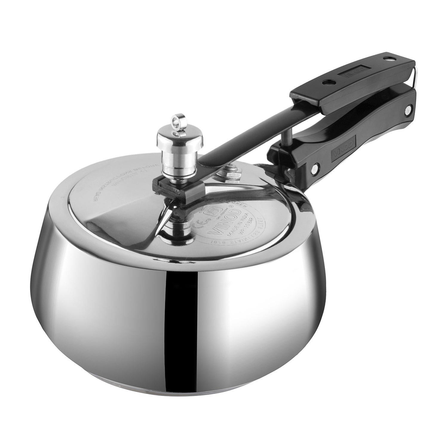 Vinod Platinum Triply Stainless Steel Inner Lid Pressure Cooker - Side Profile View | Vinod Cookware India