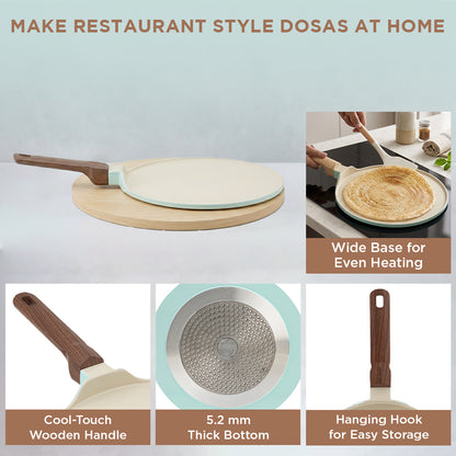 Vinod Ceravit Dosa Tawa Ceragreen - Hero Shot Both 27cm and 30cm Sizes | Vinod Cookware