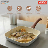 Vinod Ceravit Grill Pan - Die Cast Aluminium Induction Ready Heat-Crisp-Slide | Vinod Cookware