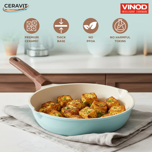 Vinod Ceravit Frypan Ceragreen 20cm 24cm 26cm - PFOA Free Ceramic Non-Stick Induction Friendly | Vinod Cookware
