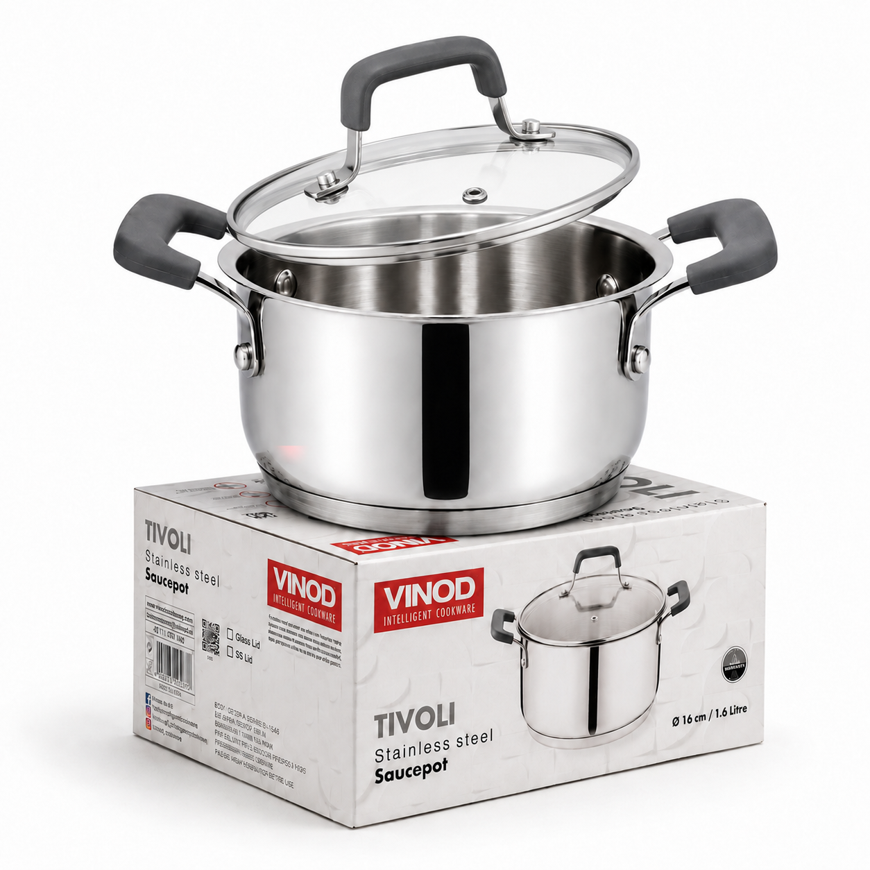 Vinod Stainless Steel Tivoli Saucepot with Glass lid (Induction Friendly)