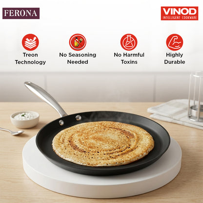 Vinod Ferona Cast Iron Dosa Tawa 27cm - Induction Friendly Main View | Vinod Cookware