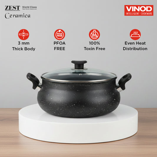 Vinod Zest Ceramica Handi - European Riviera Blue Finish Hero Shot | Vinod Cookware