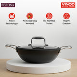 Vinod Ferona Cast Iron Kadai with Lid