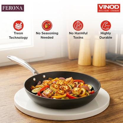 Vinod Ferona Cast Iron Frypan - On Podium Hero Shot | Vinod Cookware