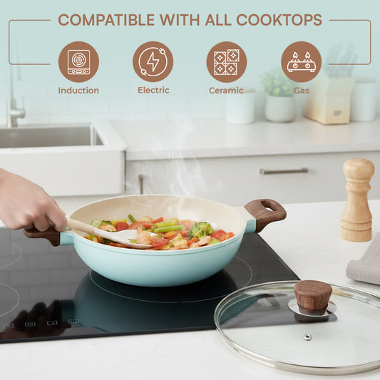Vinod Ceravit Deep Kadai Ceragreen - Even Heat Distribution Wide Induction Base | Vinod Cookware