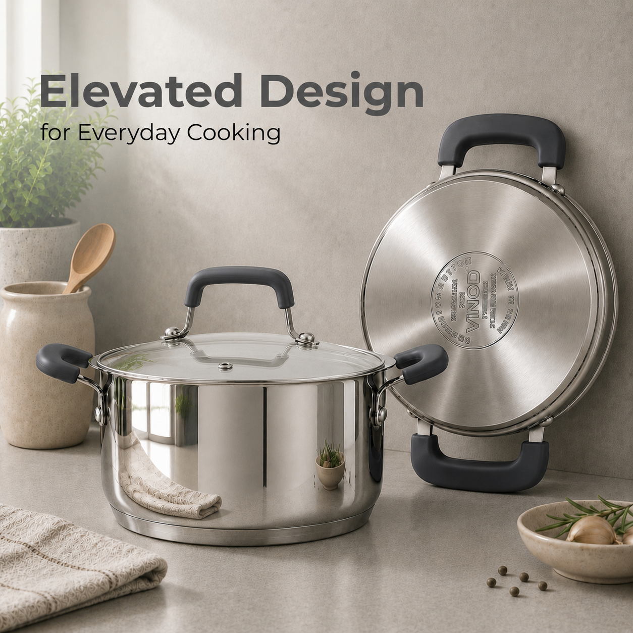 Vinod Stainless Steel Tivoli Saucepot with Glass lid (Induction Friendly)