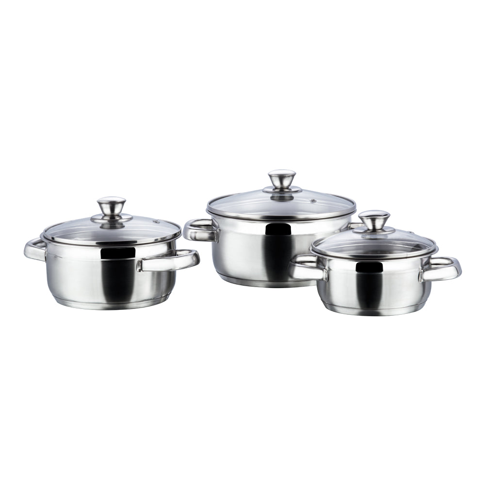 Vinod Bremen Saucepot 3pc Set 14cm 16cm 18cm with Glass Lids | Vinod Cookware