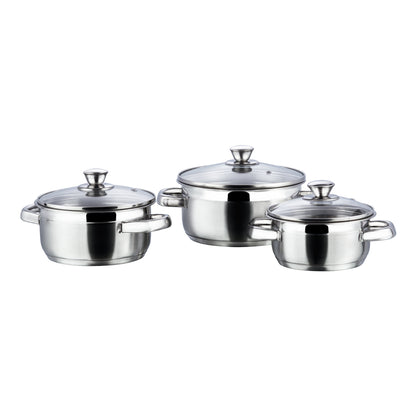 Vinod Bremen Saucepot 3pc Set 14cm 16cm 18cm with Glass Lids | Vinod Cookware