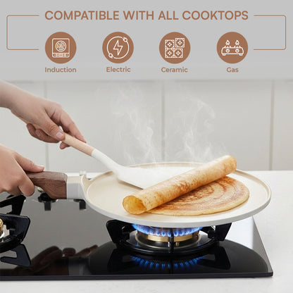 Vinod Ceravit Dosa Tawa Washed Stone - Ceramic Non-Stick 75% Less Oil Cooking | Vinod Cookware