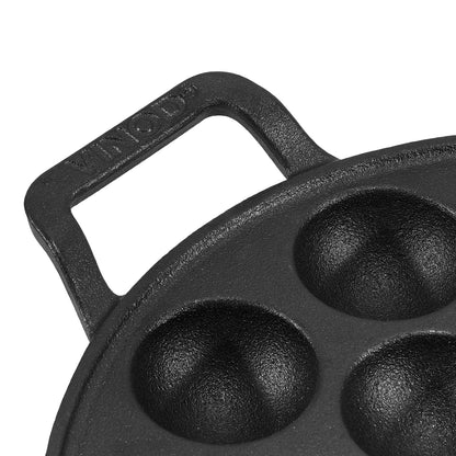 Vinod Legacy Cast Iron Paniyarakkal 25cm - Ergonomic Handle Detail | Vinod Cookware