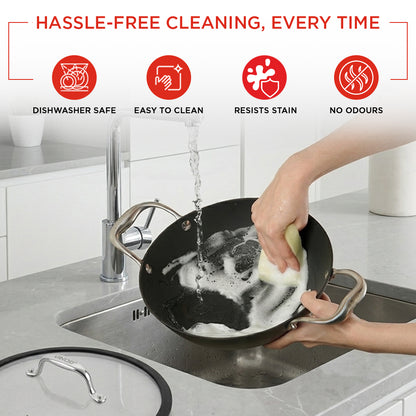 Vinod Ferona Cast Iron Kadai - Easy to Clean Pre-Seasoned Surface | Vinod Cookware