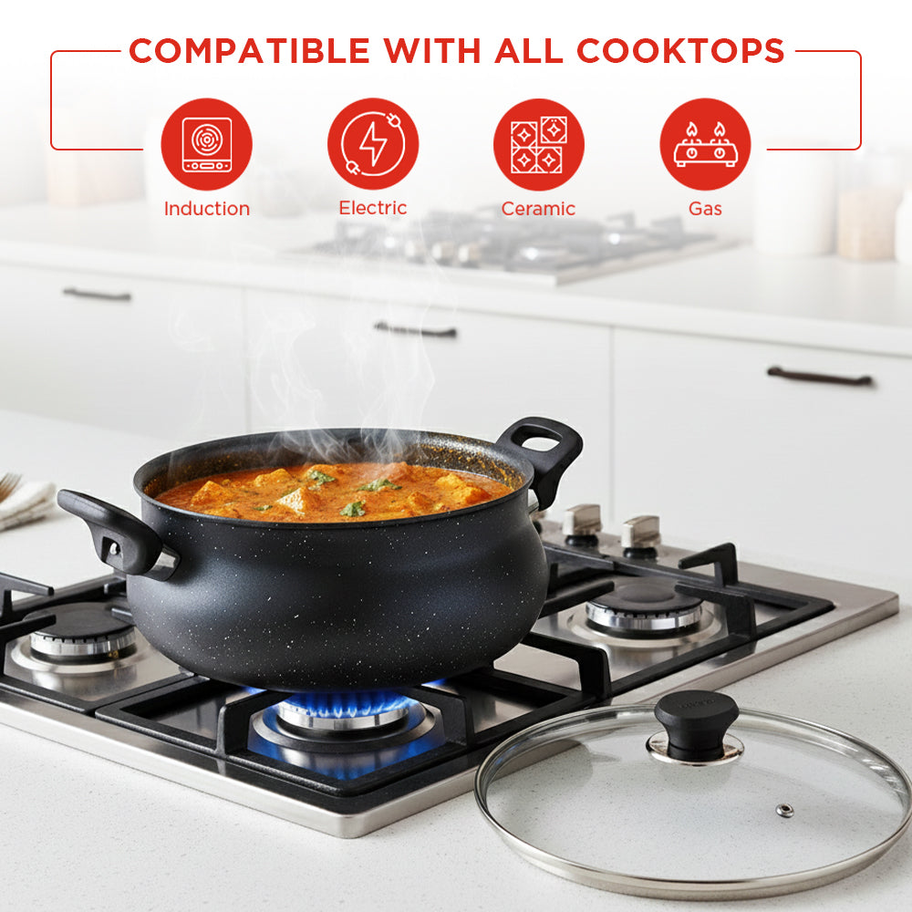 Vinod Zest Ceramica Handi - Deep Rounded Design for Even Steam Biryani Dal | Vinod Cookware