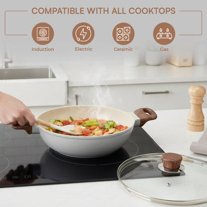 Vinod Ceravit Deep Kadai Washed Stone - 5.2mm Thick Induction Base | Vinod Cookware