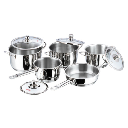 Vinod Tuscany 5pc Induction Safe Stainless Steel Cookware Set with Glass Lids | Vinod Cookware