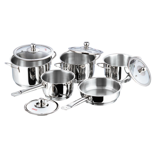 Vinod Tuscany 5pc Induction Safe Stainless Steel Cookware Set with Glass Lids | Vinod Cookware