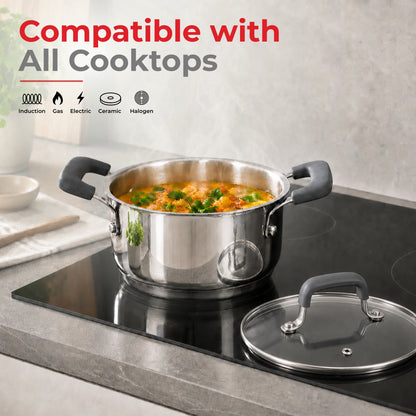 Vinod Stainless Steel Tivoli Saucepot with Glass lid (Induction Friendly)