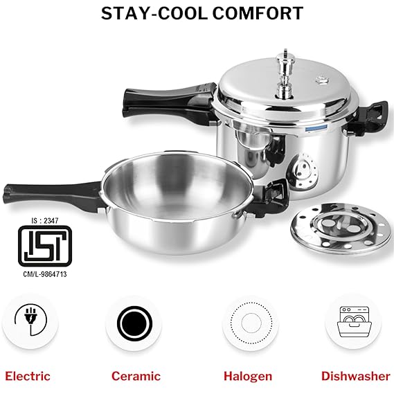Vinod Platinum Pressure Cooker with Deep Pan Combo Set - Feature Detail | Vinod Cookware India