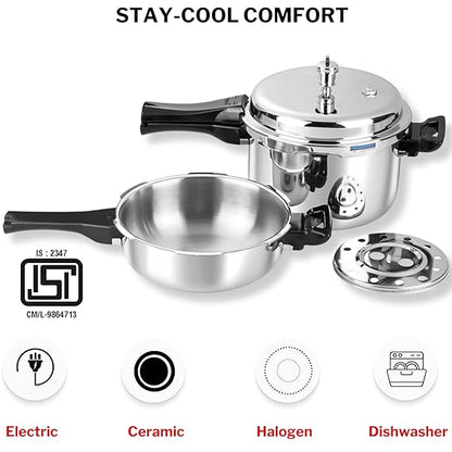 Vinod Platinum Pressure Cooker with Deep Pan Combo Set - Feature Detail | Vinod Cookware India