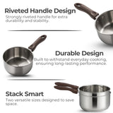 Vinod Stainless Steel Regular Saucepan - Riveted Heat-Resistant Bakelite Handle, Scratch Resistant 18/8 Stainless Steel Body | Vinod Cookware India
